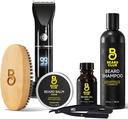 The Beard Club Grooming Bundle: Trimmer för Män & Care Kit - Inkluderar Cordless Electric Trimmer, Straight Edge Razor, Shampoo, Cedar Balm & Oil, Brush - 8 Guider, 45 Längder