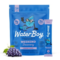 Waterboy Weekend Recovery | 3,187mg Electrolyte Powder Packets | Ginger + L-Theanine + Vitaminer | No Sugar, All Natural, Gluten Free | 24 Drink Stick Mixes (Grape)