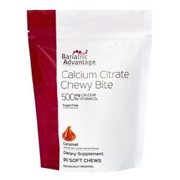 Bariatric Advantage Calcium Citrate Chewy Bites 500 mg - Högt absorberbar & Digestible - Vitamin D3 - Easily Chewable Calcium Supplement - Caramel Flavor - 90 Count