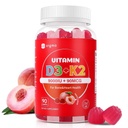 Vitamin D3 K2 Gummies - 90 Count Sugar Free Vitamin D3 9000 IU + K2(MK-7) 90 mcg for Bone & Immune Health, Vegan Chewable K2 D3 Vitamin Supplement for Women Men (Peach Flavor)