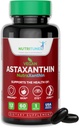 Astaxanthin 12mg Vegan Softgels - High Potency Antioxidant for Skin, Eye & Immune Support - Non-GMO, Free of Gluten, Soy, Lactose & BSE, 60 Vegan Softgels, 2-månaders leverans