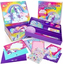 Original Stationery Unicorn Letter Writing Kit - 45-Piece Multi-Color Paper & Sticker Set med lila lagringslåda - Stationery & Letter Paper för flickor