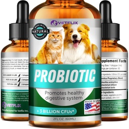 Premium Probiotika för hundar, katter - Digestive Enzymes & Prebiotika Supplement - Hjälper till att lindra diarré, kräkningar, upprörd mage, gas, förstoppning och dålig andedräkt - Stöder Digestive System - 2 Fl Oz