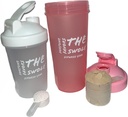 Shaker Bottle [2 pack] för Protein Shakes, pre-workout och post-workout. En 24-ounce / en 14-ounce. sorterade färger. (Rosa/Rensa)