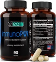ELEAN Immuno PWR- berikad med Zink, Selen, Amino Acid Lysine och Astragalus Root Extract för Collagen Synthesis, Thyroid Health, Mineral Support, Energy och Immune Health 90 Veg Capsules.