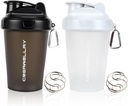 2 Pack Shaker Bottles för proteinblandningar, 17 oz Small Protein Shaker Bottle med handtag, Gym Shaker Cups med Blending Ball för Pre Workout, BPA-Free & Dishwasher Safe (Black, White)