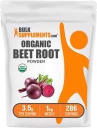 BulkSupplements.com Organic Beet Root Powder - Superfood Supplement, Beet Root Supplements - Vegan & Gluten Free, 3.5g per Servering, 1kg (Pack of 5) (11 lbs)