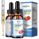 2 Pack Liquid Magnesium Glycinate droppar med Taurate & Citrate, Calm Magnesium med Omega3, L-Theanin, kalium, Ashwagandha, Vitamin för sömn, muskel, immun hälsa, sockerfri jordgubbsmak