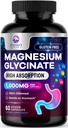 Magnesium Glycinate 500mg kapslar - Rent & Chelated för Max Absorption - Stöder Muskel, Nerve & Hjärthälsa, Sömnstöd - Bästa Magnesiumpiller Tillägg för hela kroppen Support - 60 kapslar