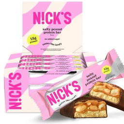 NICKS Protein Bars Chocolate Peanut | 15g protein | 200 kalorier | Low Carb Keto Friendly Snacks No Added Sugar (Multipack 12 barer x 50g)