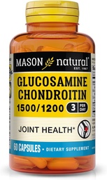 MASON NATURAL Glukosamin Chondroitin 1500/1200 med vitamin C, stöder gemensam hälsa för normal flexibilitet och rörlighet *, 60 kapslar