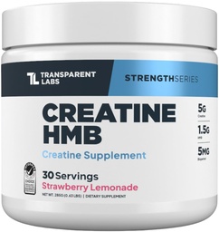 Transparent Labs Creatine HMB - Kreatinmonohydratpulver med HMB för muskeltillväxt, ökad styrka, förbättrad energiproduktion och förbättrad atletisk prestanda - 30 portioner, jordgubbslemonad