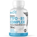 Naturens Fusions TTFD Thiamine B1 Supplement - 100 mg 60 portioner - med 8mg Magnesium - Inga giftiga fillers - TTFD Thiamine Tetrahydrofurfuryl Disulfide - Tredjepartslaboratorium Testad - Nutri Supplements