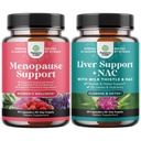Bundle of Menopause Supplement för kvinnor med Dong Quai, Vitex Chaste Berry & Black Cohosh och Liver Support NAC Supplement med mjölk Thistle, Artichoke, Choline & Beetroot för Detox & Repair