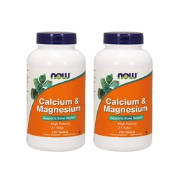 Now Foods Calcium & Magnesium, 250 Tablets (Pack of 2)