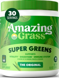 Amazing Grass Greens Blend Superfood: Greens Powder Mix för energi, med Organic Spirulina, Chlorella, Beet Root Powder, Digestive Enzymes & Probiotics, Original, 30 Servings (Packaging May Vary)