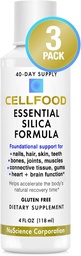 Cellfood Essential Silica Anti-Aging Formel - 4 fl oz, 3 Pack - Stöder hälsosamma ben, gemensamma, hår, hud, naglar, tänder och tandkött - Lätt att Absorbera - Gluten & Thiaminase Free, Non-GMO - 120-Day Supply