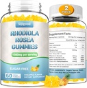2 Pack Sugar-Free Rhodiola Rosea Gummies, Adaptogenic Rhodiola Rosea Supplement & Cortisol Blocker for Enhanced Stamina, Mood Elevation, and Motivation Boost, Non-GMO, Vegan, 120 Count