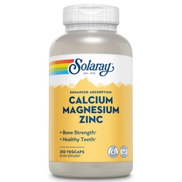 SOLARAY Calcium Magnesium Zink Supplement - med Calcium 1000mg, Magnesium 500mg - Benhälsa, muskelfunktion, hjärthälsa och immunstöd - Vegan, 60 dagars garanti, 62 portioner, 250 VegCaps