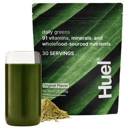 Huel Daily Greens | Superfood Greens Powder | 91 Vitaminer, mineraler och Wholefood-Sourced Ingredients | Adaptogener, Antioxidanter, Gut-Friendly Probiotics | 30 portioner