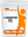 BulkSupplements.com L-Carnitine HCl Powder - Carnitine Supplement, Carnitine Powder, L-Carnitine 500mg - Unflavored & Gluten Free, 500mg per Servering, 500g (1.1 lbs) (Pack av 1)