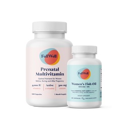 FullWell Prenatal Vitamin + DHA | Omega 3 Fish Oil med DHA & EPA för Brain Development & Nervous System Support | 26+ Vital Nutrients | Dietitisk-formulerad, icke-GMO, 3rd Party Tested, 30 Servings