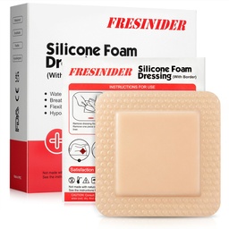 FRESINIDER Silikon skumklänning med limgräns - sårbandage - Silicone skumplatta - paket 10 - 4 x 4 tum stora vattentäta bandage - självhäftande sårvård och klänningar