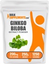 BulkSupplements.com Ginkgo Biloba Extract Powder - från Ginkgo Biloba Leaf, Antioxidant Source, Herbal Supplement - Gluten Free, 200mg per Servering, 250g (8,8 oz) (Pack av 1)