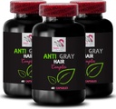 Gray Hair Supplement - Anti Gray Hair Complex - Gray Hair Reversal, Natural Shade, Color Protection, Hair Tone Revival, Hair Vibrancy, Gray Hair Revival, Bright Hair Tone 3 flaskor 180 kapslar