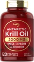 Carlyle Antarctic Krill Oil 2000mg | 120 Softgels | Omega-3 EPA, DHA, med Astaxanthin Supplement Sourced från Red Krill | Maximal styrka | Laboratorietestade