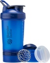 BlenderBottle Shaker Bottle med Pill Organizer och lagring för Protein Powder, Classic V2 ProStak System, 22-Ounce, Blue