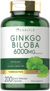 Carlyle Ginkgo Biloba Pills | 6000mg | 200 kapslar | med Bacoba Extract | Extra styrka, icke-GMO och Gluten Fri Herbal Supplement
