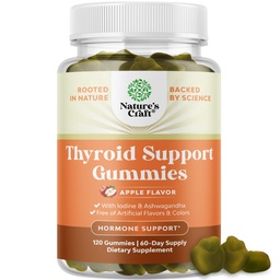 Natures Craft Vegan Thyroid Gummies med Sea Moss - Thyroid Support Gummies för omfattande stöd för män och kvinnor med jodselen och andra potenta vitaminer - Gelatinfri icke-GMO 120