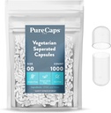 PureCaps USA - Tomma Vegetariska och Vegan Pill Capsules Storlek 00| 1000 Separerade piller | Rensa | Icke-GMO Certified | SLS, Gluten, Konserveringsfri