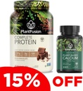 PlantFusion Complete Vegan Protein Powder & Calcium Bundle - Plant Based Protein Powder med BCAA, Digestive Enzymes och Pea Protein