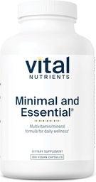 Vital Nutrients Minimal and Essential Multivitamin | Vegetarian One per dag Multi Vitamin, Mineral & Antioxidant Supplement* | Järnfri | Gluten, Dairy, Soy Free | Icke-GMO | 180 kapslar