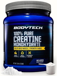 BodyTech Creatine Monohydrate Powder, Unflavored Micronized Creatine Formula for Men and Women, 5g per Serving, Pre Workout & Post Workout Supplement, Gluten Free, Sugar Free, 18 Oz, 102 Servings