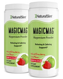 NaturalSlim Magicmag Pure Magnesium Citrate Powder - Stress, förstoppning, muskel och hjärtsupport | Naturlig jordgubb & Lime smaksatt Magnesium Supplement - 8oz Drink Mix (2 Pack)