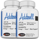 Addrell 2 Pack Energy Stimulant Pills- Study Supplement Alternative Pill, naturliga Nootropic Supplements & Cognitive Enhancer Substitute för att höja mental Clarity- 120 kapslar