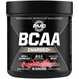 PMD Sport BCAA laddade läckra aminosyradryck Mix för prestanda, återhämtning, uthållighet och hydrering - Öka muskelfunktionen för träning och daglig energi - Cherry Limeade (30 portioner)