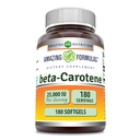 Fantastiska formler Beta-Carotene Supplement | 25000 IE per portion | 180 Softgels | Non-GMO | Gluten-Free | Made in USA