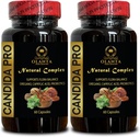 Candida Support Supplement - Pure caprylic Acid, Intestinal Pills Support för människor, Candida Natural, Probiotika & Digestive Enzymes - 2 flaskor 120 kapslar