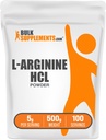 BulkSupplements.com L-Arginine HCl Powder - Nitric Oxide Supplement, Arginine Powder - Unflavored & Gluten Free, 5g per Servering, 500g (1.1 lbs) (Pack of 1)