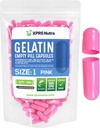 XPRS Nutra Size 1 Empty Capsules - 100 Count Empty Gelatin Capsules - Piller för DIY Capsule Fyllning - Pure Bovine Pill Gel Caps for Do-It-Yourself Supplements (Pink)