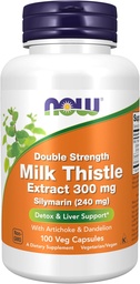 NOW Foods Supplements, Silymarin Milk Thistle Extract 300 mg med Artichoke och Dandelion, Double Strength, Supports Liver Function*, 100 Veg Capsules