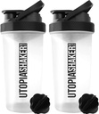 Utopia Home Protein Shaker Bottle - (Pack of 2) 28-Ounce Shaker flaskor för proteinblandningar - Fitness Sports Classic Protein Mixer Shaker Bottle (Clear / Black)