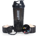 VECH Shaker Bottles for Protein Mixes Workout Shaker Leak Proof Water Bottle Non Slip 3 Layer Twist Off 3 OZ med Pill Tray för lagring Protein Powder Shake Bottle 16 OZ Shake Cup (Black)