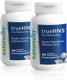 NatureCity True-HNS Hair Nails and Skin Cynatine Keratin and Plant Based Biotin Vitamin Supplement | Fuller and Stronger Hair and Nails|Non GMO | 120 Veggie Capsules