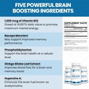 Youthful Brain | Memory & Brain Health Support Supplement med Bacopa Monnieri, Ginkgo Biloba, B12 - Lätt att svälja tabletter - 30-dagars leverans (60 greve)