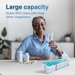 Extra stor Pill Organizer 2 gånger om dagen - XL Pill Box 7 Day med stora AM / PM-komponenter - Passar stora vitaminer, kosttillskott och gummies, för 7 eller 14-dagars användning, färgkodad, seniorvänlig, inga spill